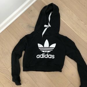 Black Adidas Logo Crop Hoodie - good condition!